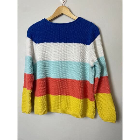 St. Johns Bay Women's Fisherman Knit Sweater Large Bright Colorblock Eclectic - Picture 5 of 10